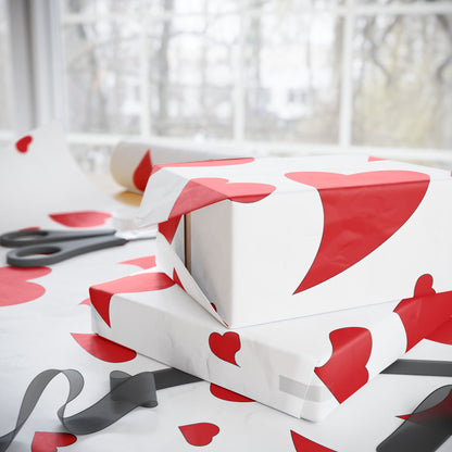 Valentine Heart Pattern Wrapping Paper Roll — Red Hearts Gift Wrap for Valentine's Day & Anniversaries