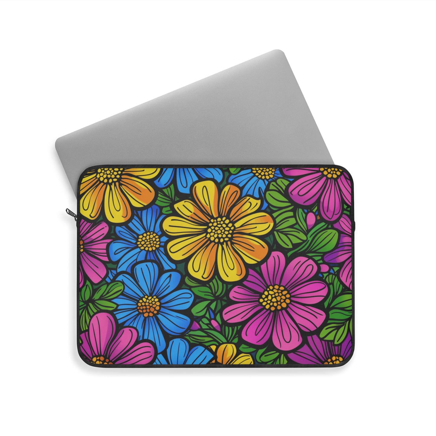 Floral Burst Laptop Sleeve — Colorful Daisy Print Protective Case