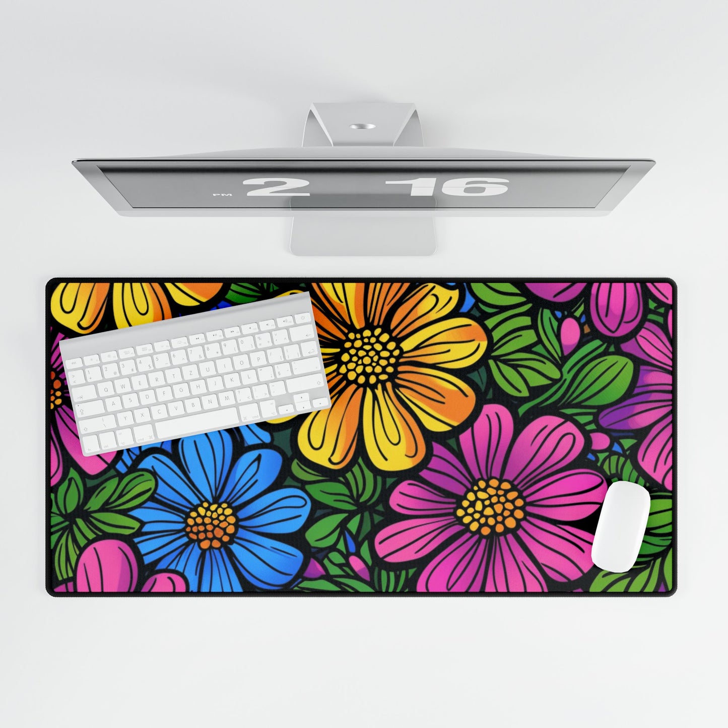 Floral Pop Desk Mat — Colorful Daisy Mouse Pad
