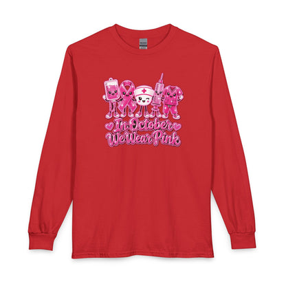 Breast Cancer Awareness Long Sleeve Shirt - "In October We Wear Pink"