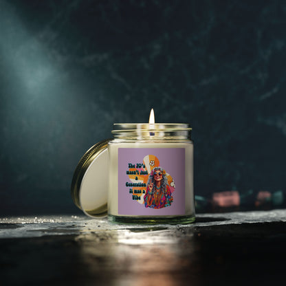 Scented Candle – Coconut Apricot Wax, 'The 70s Wasn't Just a Generation, It Was a Vibe' Retro Hippie Jar (4oz/9oz)