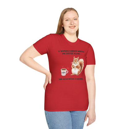 Coffee and Squirrel T-Shirt Cute Squirrel Illustration Coffee Lover Tee Fun Tee