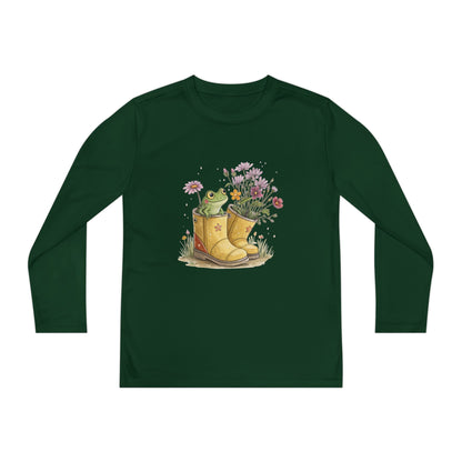 Youth Long Sleeve Tee — Froggy Garden Boots Illustration