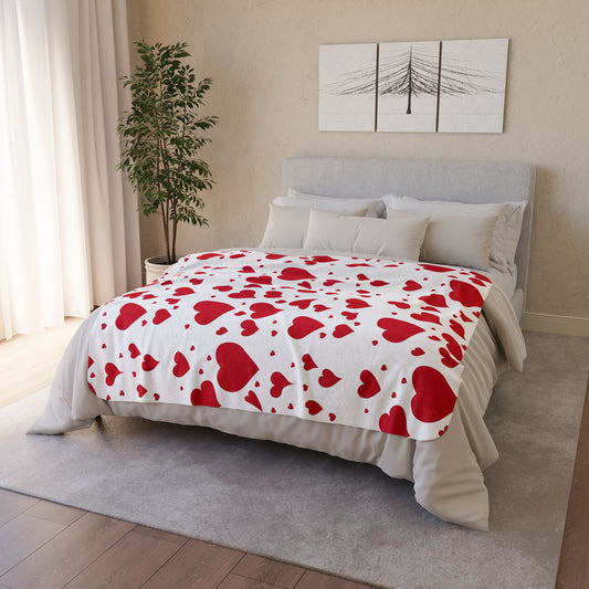 Valentine Heart Fleece Sherpa Blanket — Cozy Red Heart Throw for Romantic Gifts