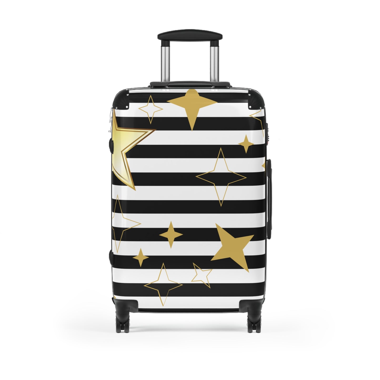 Star Stripes Carry-On Suitcase — Black & Gold Travel Luggage