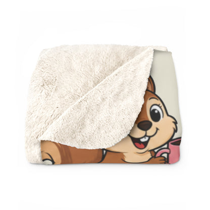 Sherpa Blanket - "A Woman Cannot Survive on Coffee Alone... She Also Needs a Squirrel" Cute Squirrel & Coffee Throw