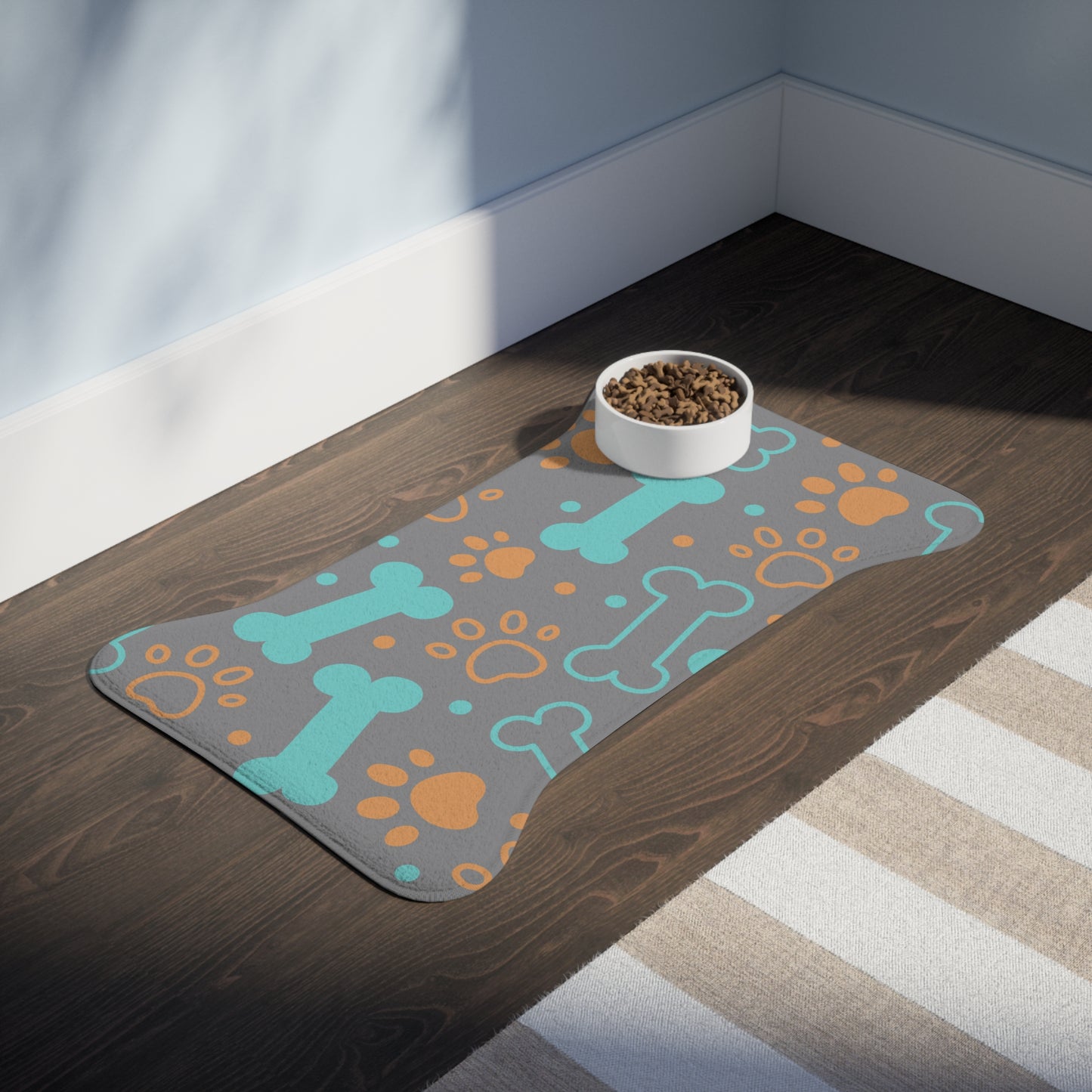 Pet Feeding Mat with Cute Dog Bones and Paws Perfect For Pet Lovers None Slip Floor Protection For Feeding Station