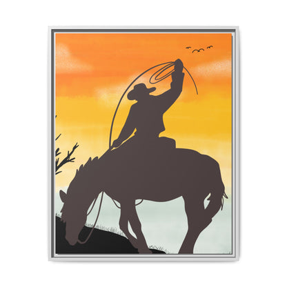 Framed Cowboy Rodeo Art Print Canvas Wall Decor Western Home Decor Rustic Cowboy Gift Equestrian Wall Art Country Themed Art Housewarming Gift