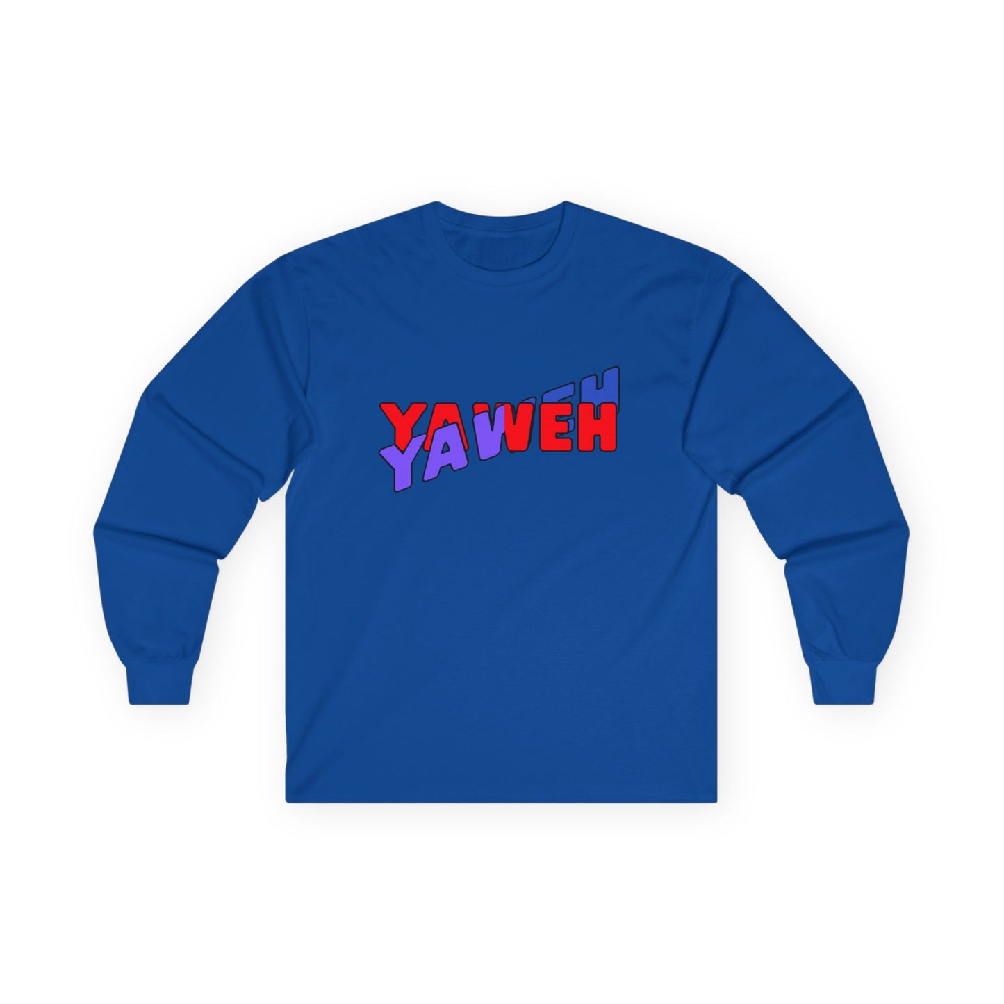 T-Shirt Long Sleeve Tee with 'YAWEH' Design Comfortable Casual Wear Gift for Friends or anyone Unique Shirt for Everyday Christian Style