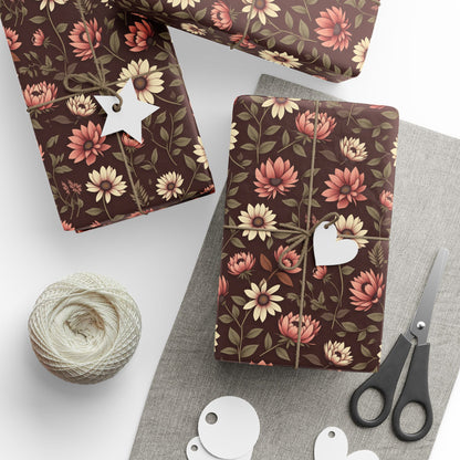 Floral Gift Wrap Paper Rustic Wrapping Paper for Birthdays Holidays & Special Occasions Eco Friendly Gift Packaging Floral Design