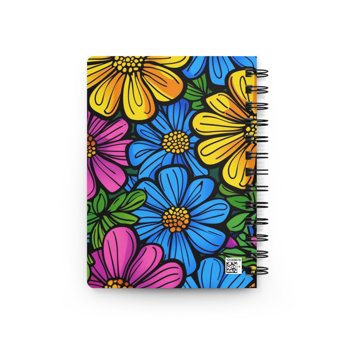 Floral Doodle Spiral Notebook — Bright Retro Flower Journal