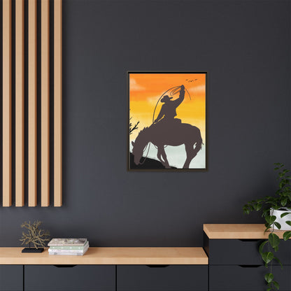 Framed Cowboy Rodeo Art Print Canvas Wall Decor Western Home Decor Rustic Cowboy Gift Equestrian Wall Art Country Themed Art Housewarming Gift