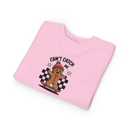 T-Shirt Playful Toddler Sweatshirt with 'Can’t Catch Me' Design Cute Kids Outfit Fun Holiday Gift Cozy Fall Wear Cheeky Gingerbread Sweater