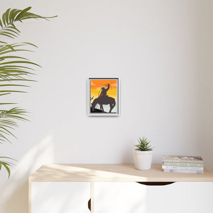 Framed Cowboy Rodeo Art Print Canvas Wall Decor Western Home Decor Rustic Cowboy Gift Equestrian Wall Art Country Themed Art Housewarming Gift