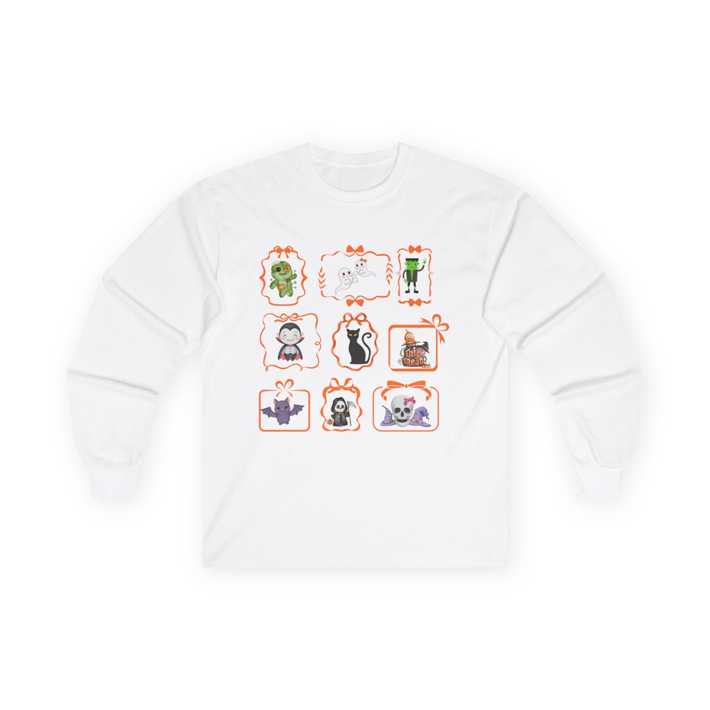 T-Shirt Funny Cartoon Character Long Sleeve Tee Unisex Gift Cute Top for Kids and Adults Perfect for Halloween Holidays Casual Wear