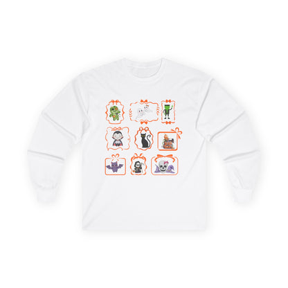 T-Shirt Funny Cartoon Character Long Sleeve Tee Unisex Gift Cute Top for Kids and Adults Perfect for Halloween Holidays Casual Wear