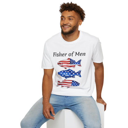 Fisher of Men T-Shirt — Patriotic American Flag Fish Tee