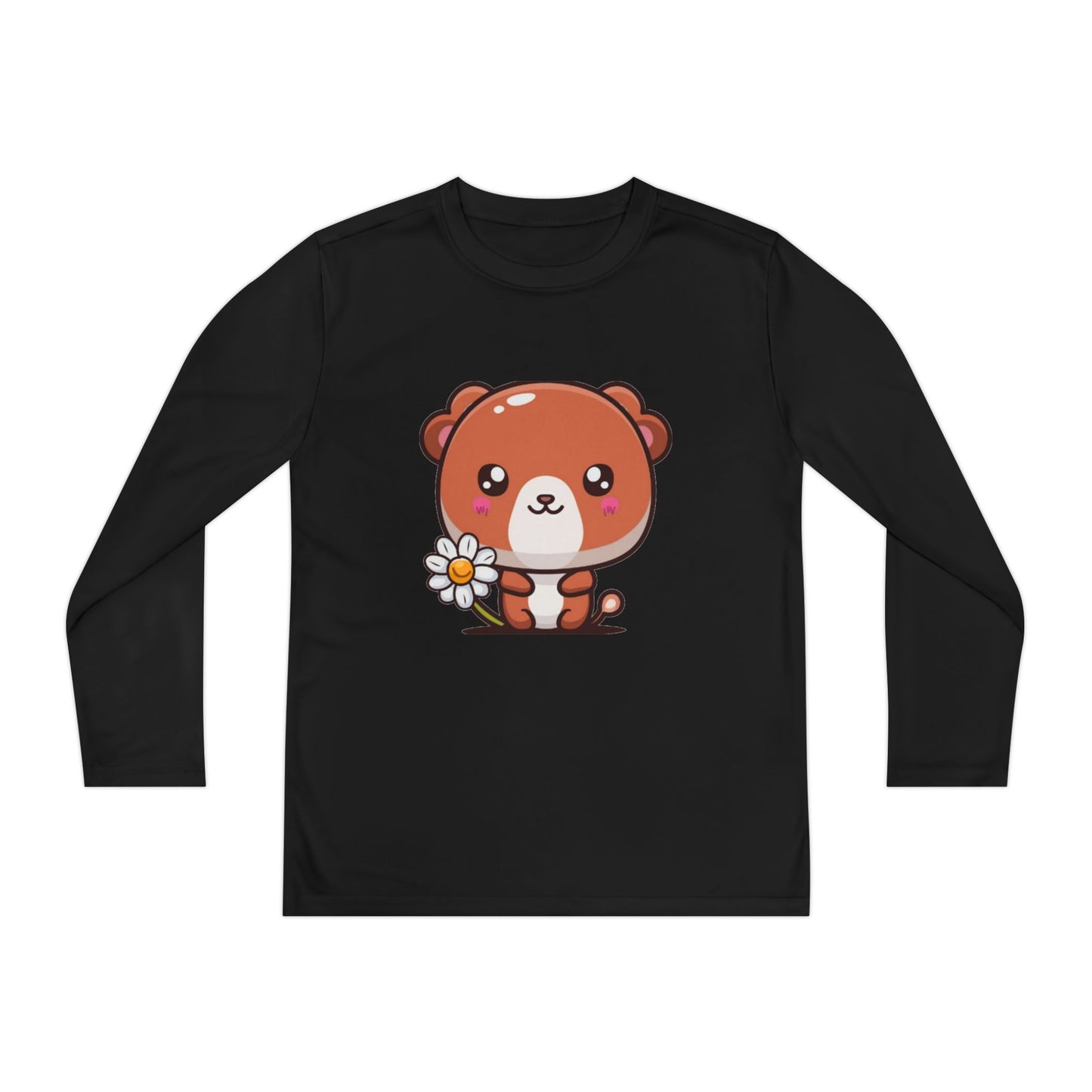 T-Shirt Cute Bear Youth Long Sleeve Competitor Tee Kids Bear Shirt Playful Tee for Boys and Girls Adorable Spring Apparel Gift