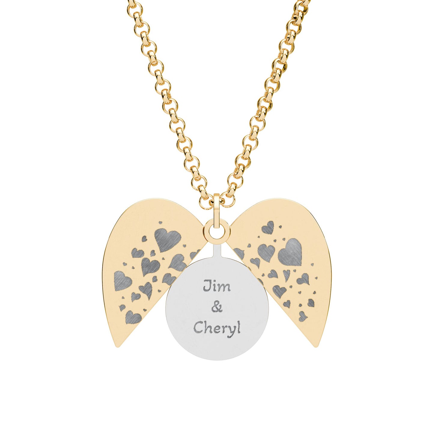 Engravable Hidden Message Heart Necklace – Split Locket with Personalized Disc