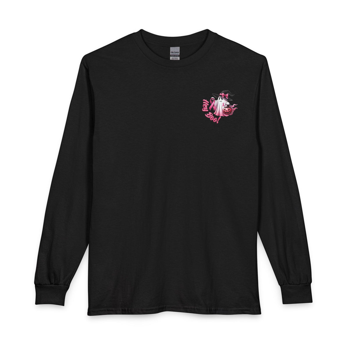 Breast Cancer Awareness Long Sleeve Tee — "In October We Wear Pink" Cow Design