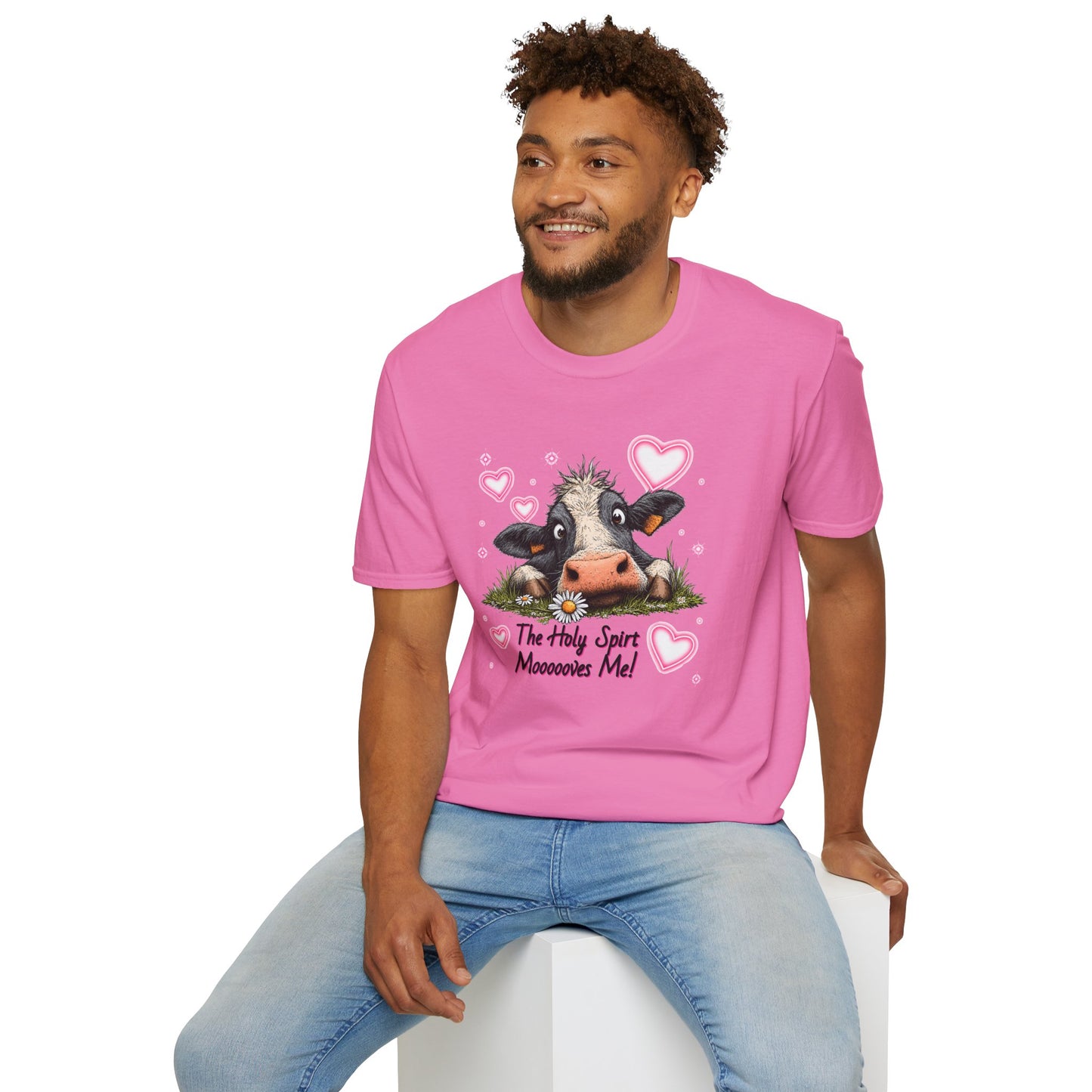 Holy Spirit T-shirt – Funny Faith-inspired Cow Design in 100% Cotton