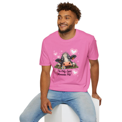 Holy Spirit T-shirt – Funny Faith-inspired Cow Design in 100% Cotton