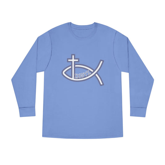 Faith-Inspired Long Sleeve Crewneck Tee - Perfect for Believers, Christian Gifts, Religious Apparel, Everyday Wear, Inspirational Clothing