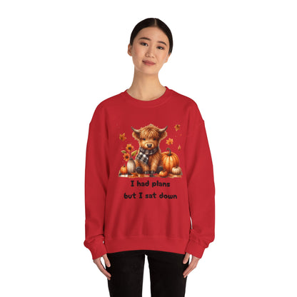 Sweatshirt Autumn Wear Funny Crewneck Pullover Fall Fashion Farm Style Cozy  Casual Outfit Highland Cow Design Print Comfort Wear Cotton Blend