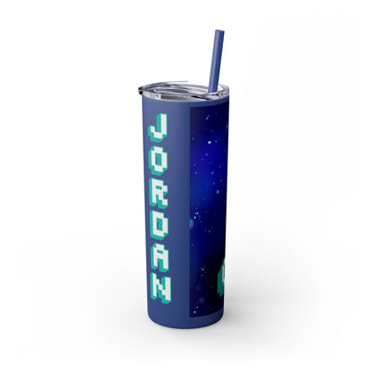 Tumbler Travel Cup Personalized Gamer Skinny Tumbler with Straw - 20oz - Cool Space Design