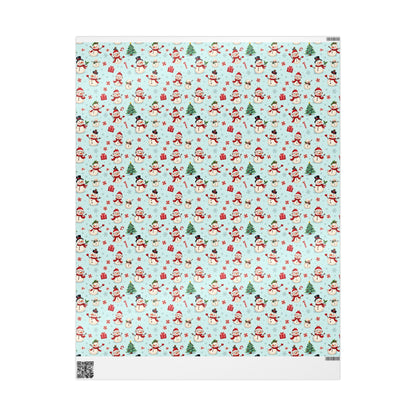 Festive Christmas Wrapping Paper, Holiday Gift Wrap, Snowman and Santa Print, Perfect for Christmas, Birthdays, and New Year Celebrations