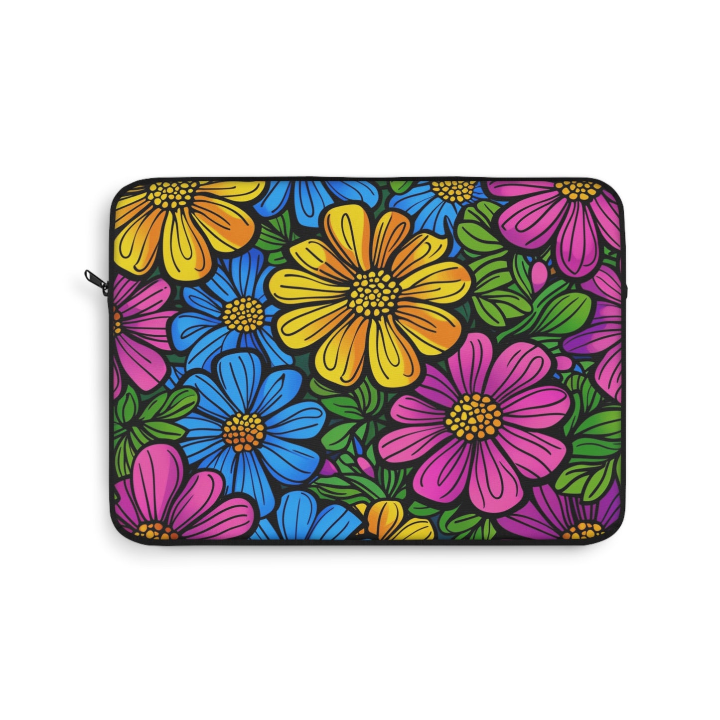 Floral Burst Laptop Sleeve — Colorful Daisy Print Protective Case