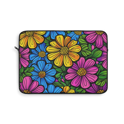 Floral Burst Laptop Sleeve — Colorful Daisy Print Protective Case