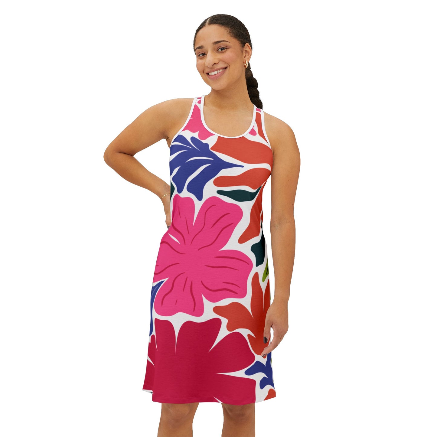 Dress Tropical Floral Racerback Dress Vacation Outfit Summer Style Beachwear Dress Floral Print Dress Spring Apparel Travel Essentials