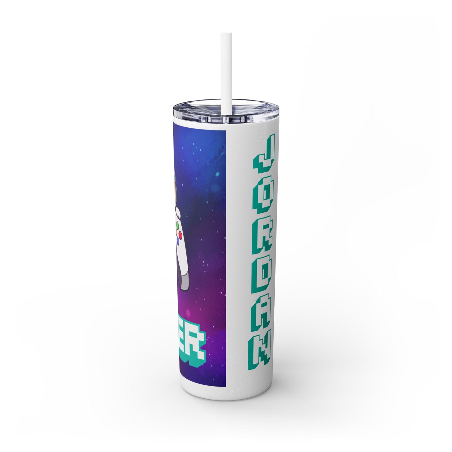 Tumbler Travel Cup Personalized Gamer Skinny Tumbler with Straw - 20oz - Cool Space Design