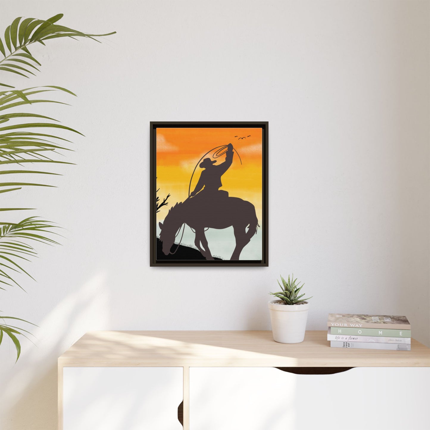 Framed Cowboy Rodeo Art Print Canvas Wall Decor Western Home Decor Rustic Cowboy Gift Equestrian Wall Art Country Themed Art Housewarming Gift