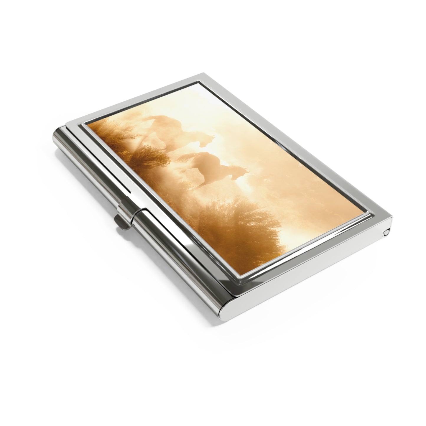 Horse Silhouette Business Card Holder — Rustic Wild Mustang Design