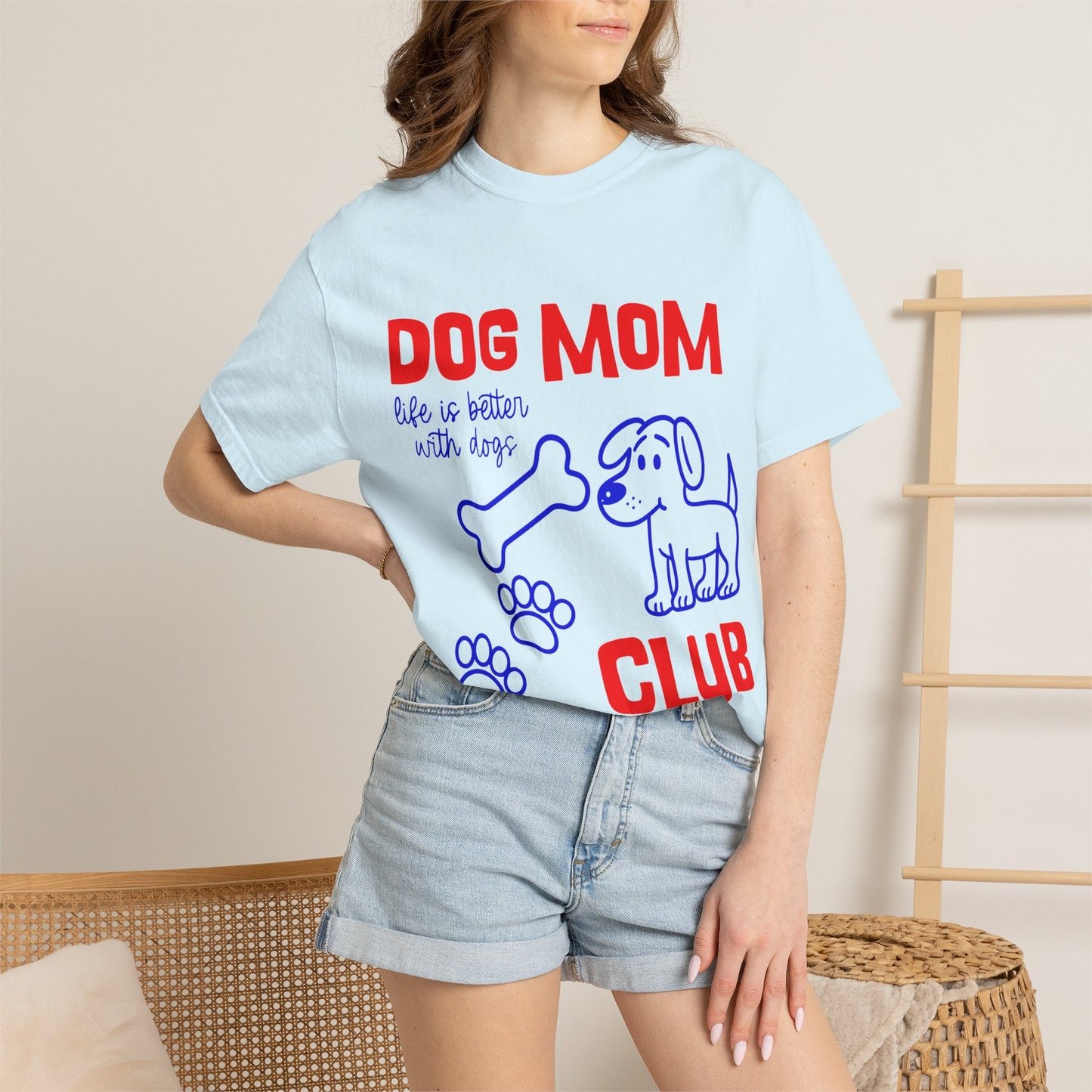 Dog Mom Club T-Shirt — Cute Paw Print & Bone Graphic Tee