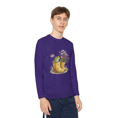 Youth Long Sleeve Tee — Froggy Garden Boots Illustration