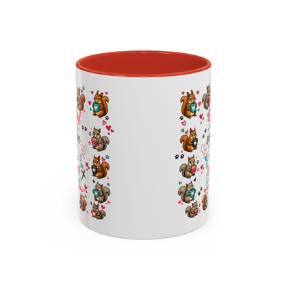 Accent Coffee Mug — "A Girl Can't Survive on Coffee Alone" Cute Squirrel Faith Mug