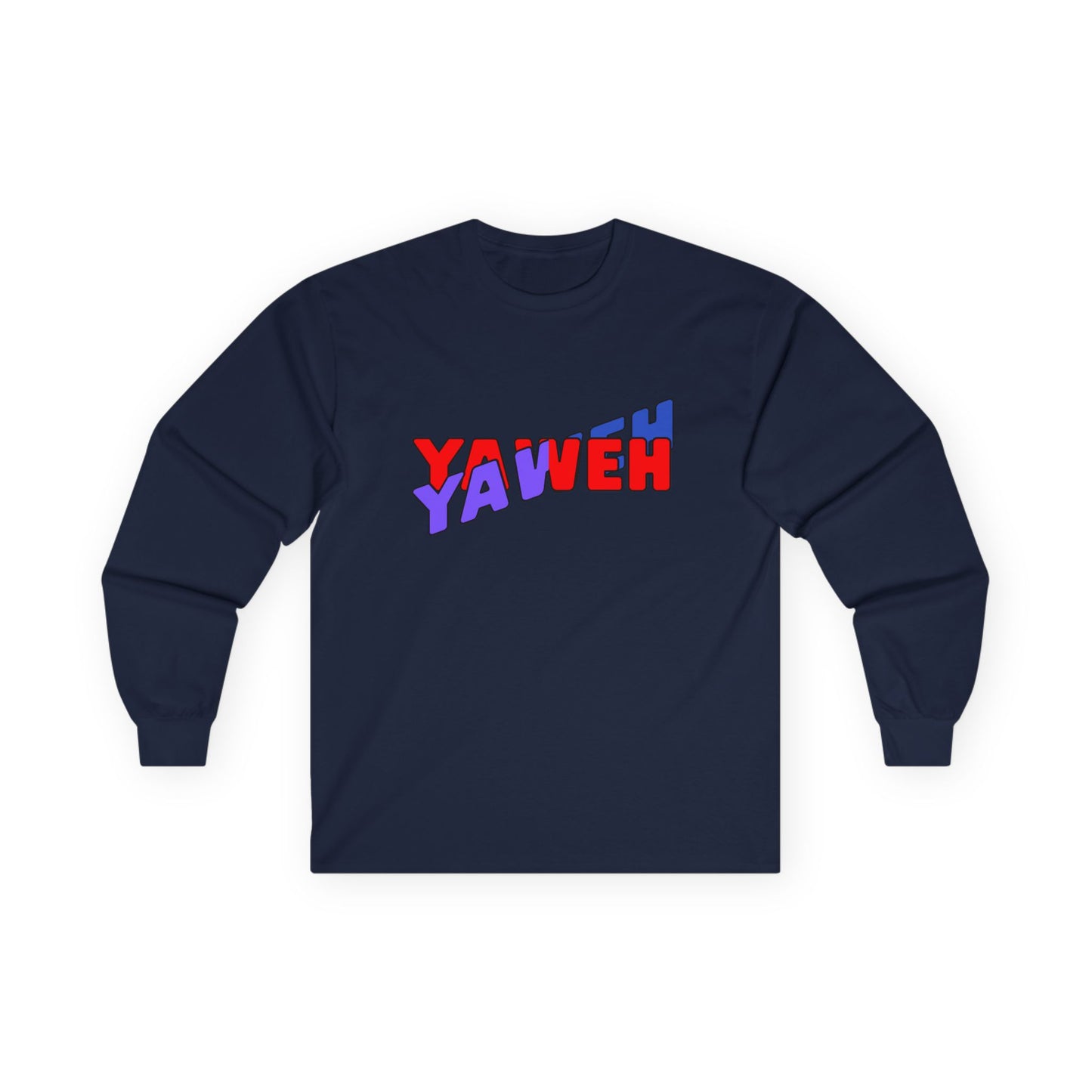 T-Shirt Long Sleeve Tee with 'YAWEH' Design Comfortable Casual Wear Gift for Friends or anyone Unique Shirt for Everyday Christian Style