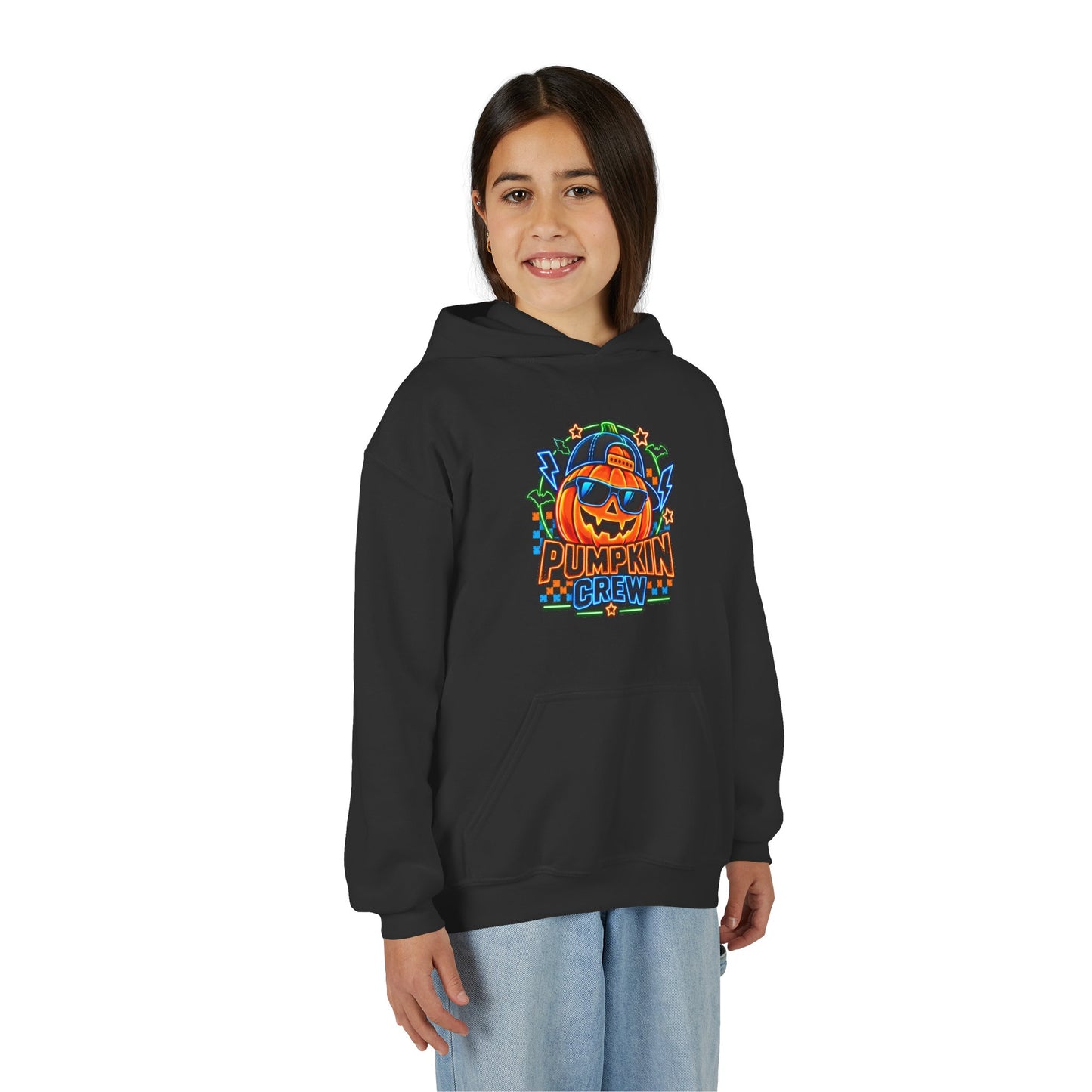 Youth Pumpkin Crew Hoodie — Cute Jack-O’-Lantern Halloween Sweatshirt