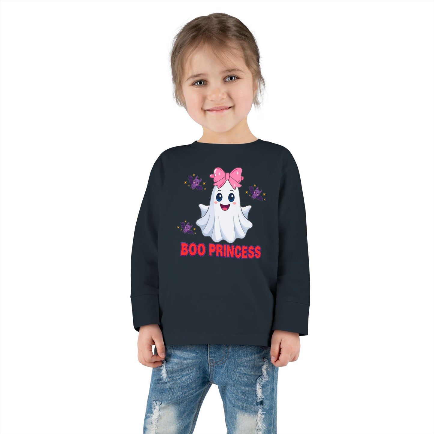 Boo Princess Toddler Long Sleeve Tee Cute Ghost Halloween Family Fun Photo Matching Family Tee Halloween Fun