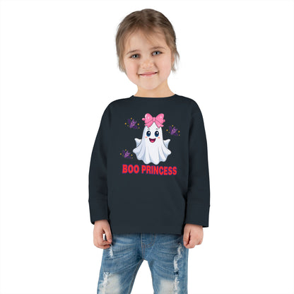 Boo Princess Toddler Long Sleeve Tee Cute Ghost Halloween Family Fun Photo Matching Family Tee Halloween Fun