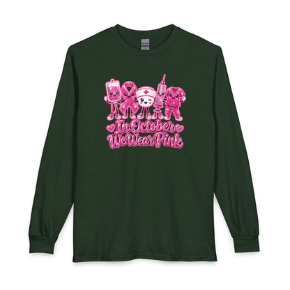 Breast Cancer Awareness Long Sleeve Shirt - "In October We Wear Pink"