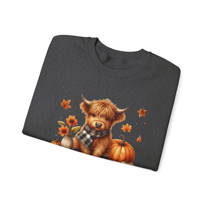 Sweatshirt Autumn Wear Funny Crewneck Pullover Fall Fashion Farm Style Cozy  Casual Outfit Highland Cow Design Print Comfort Wear Cotton Blend