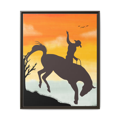 Framed Cowboy Sunset Canvas Art Equestrian Decor Farmhouse Wall Art Rustic Home Decoration Gift for Horse Lovers Rodeo Decor Housewarming Gift