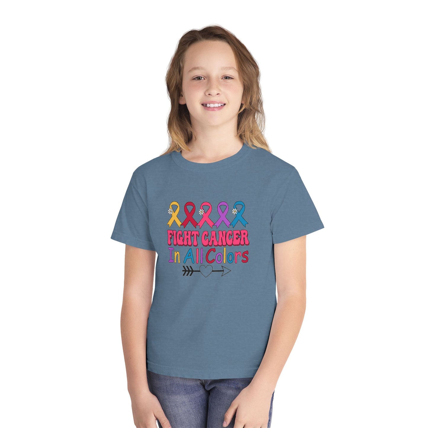 Youth Tee — "Fight Cancer In All Colors" Ribbon Awareness Shirt