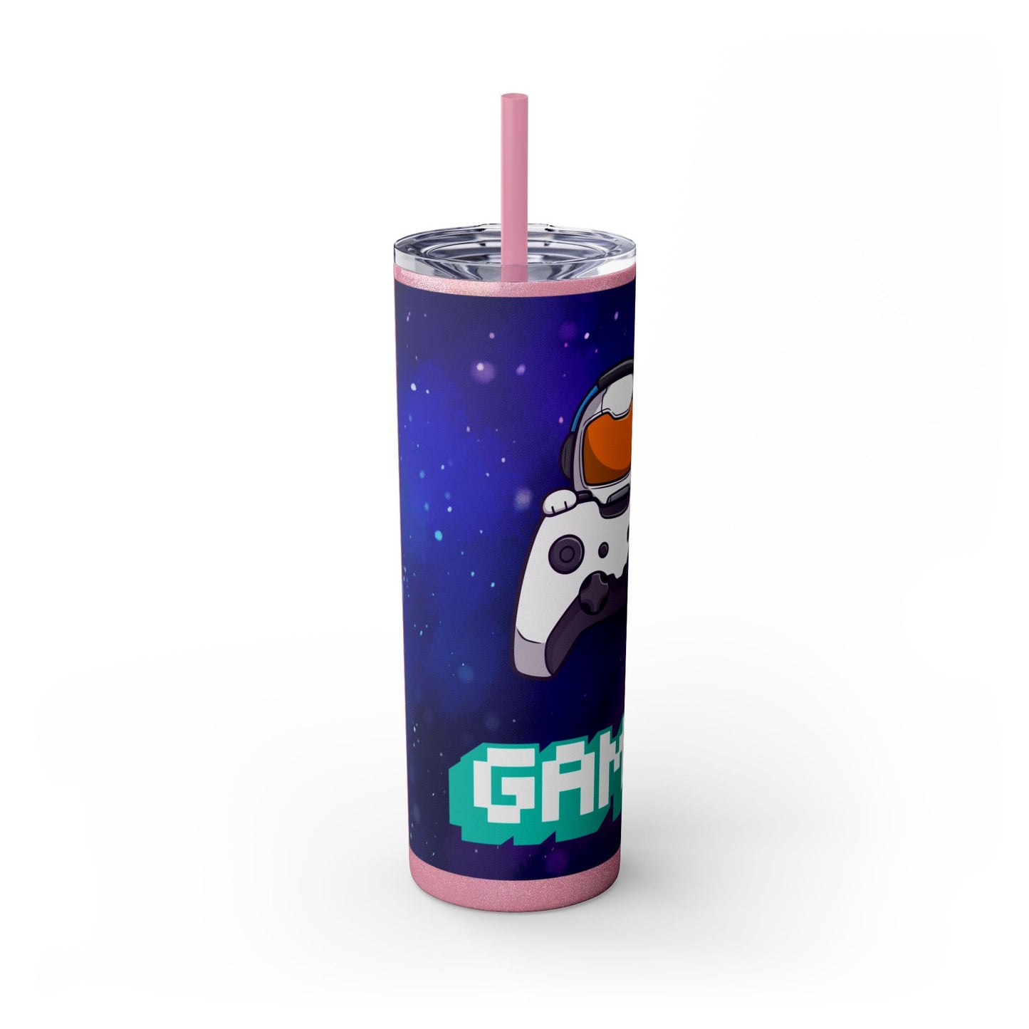 Tumbler Travel Cup Personalized Gamer Skinny Tumbler with Straw - 20oz - Cool Space Design