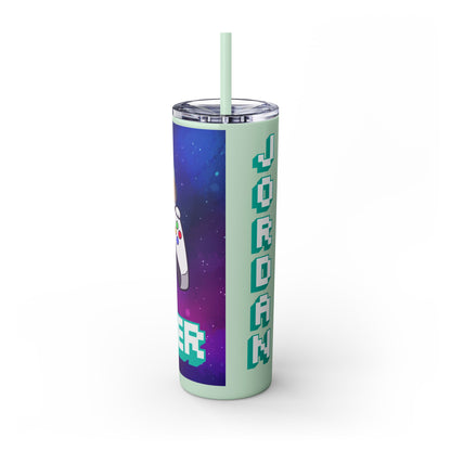 Tumbler Travel Cup Personalized Gamer Skinny Tumbler with Straw - 20oz - Cool Space Design
