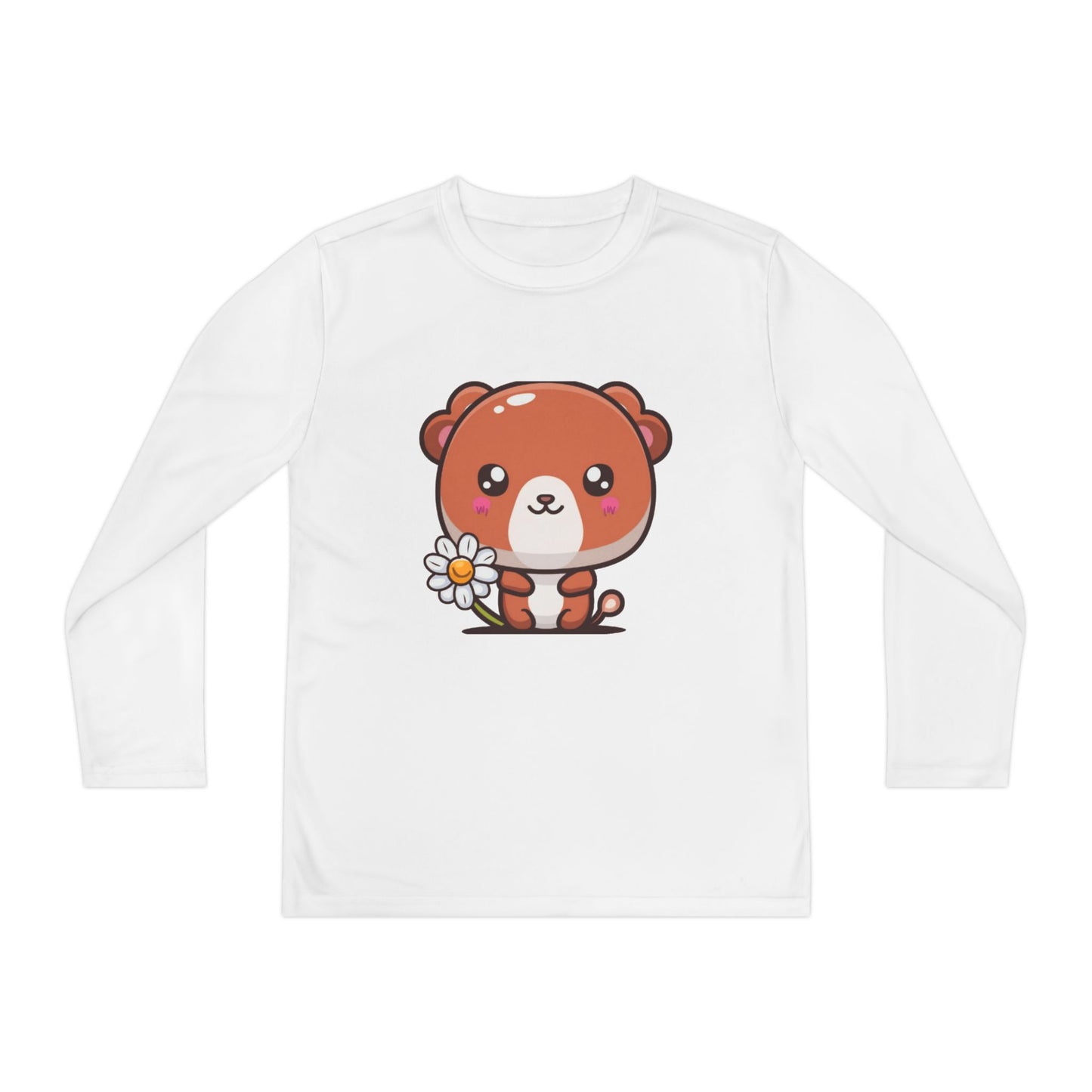 T-Shirt Cute Bear Youth Long Sleeve Competitor Tee Kids Bear Shirt Playful Tee for Boys and Girls Adorable Spring Apparel Gift